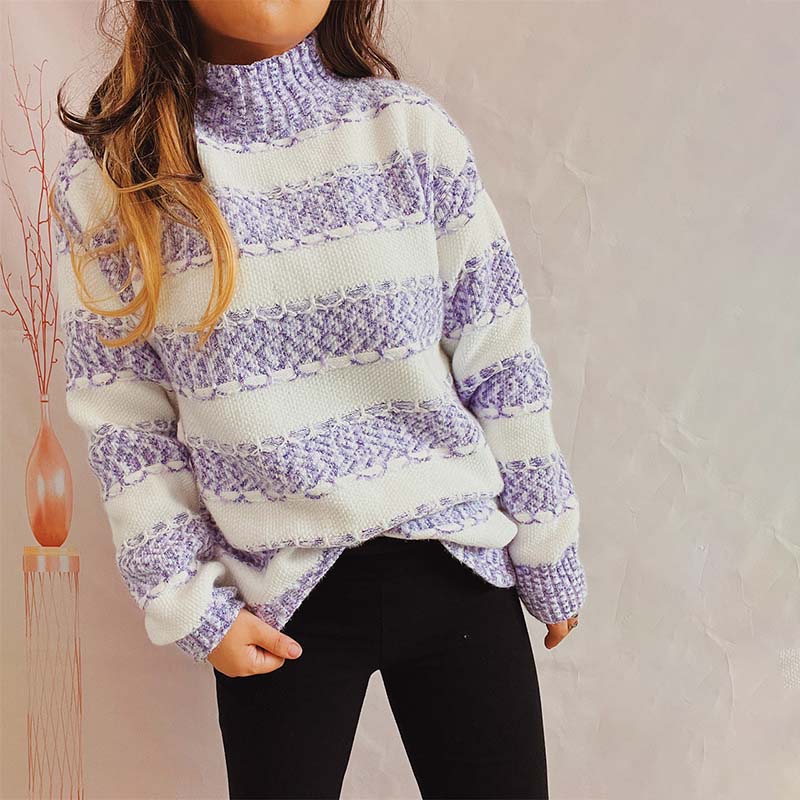 EB | Gestreifter Strickpullover im Modernen Stil