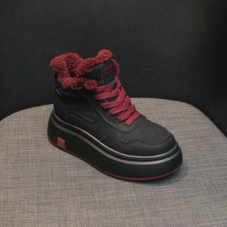 Damen High-Top Sneakers mit kuscheligem Fellrand und dämpfender Sohle EB