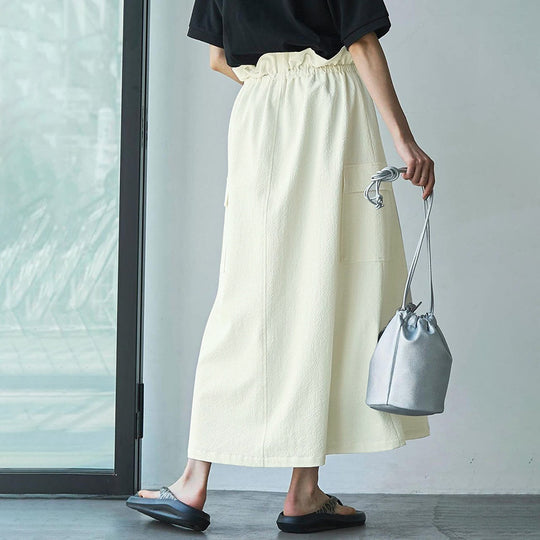 Damen Maxi-Rock mit elastischem Bund und praktischen Taschen EB