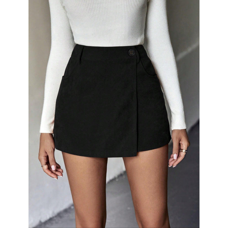 Damen Minirock mit asymmetrischem Schnitt und Knopfdetails EB