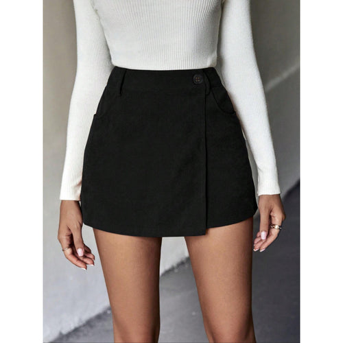 Damen Minirock mit asymmetrischem Schnitt und Knopfdetails EB