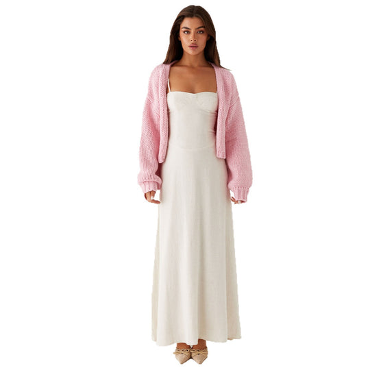 Damen Oversized Grobstrick-Cardigan mit Schalkragen und Rippbündchen EB