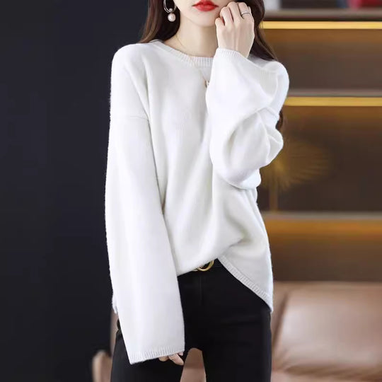 Damen Oversized Strickpullover mit weitem Schnitt und langen Ärmeln EB
