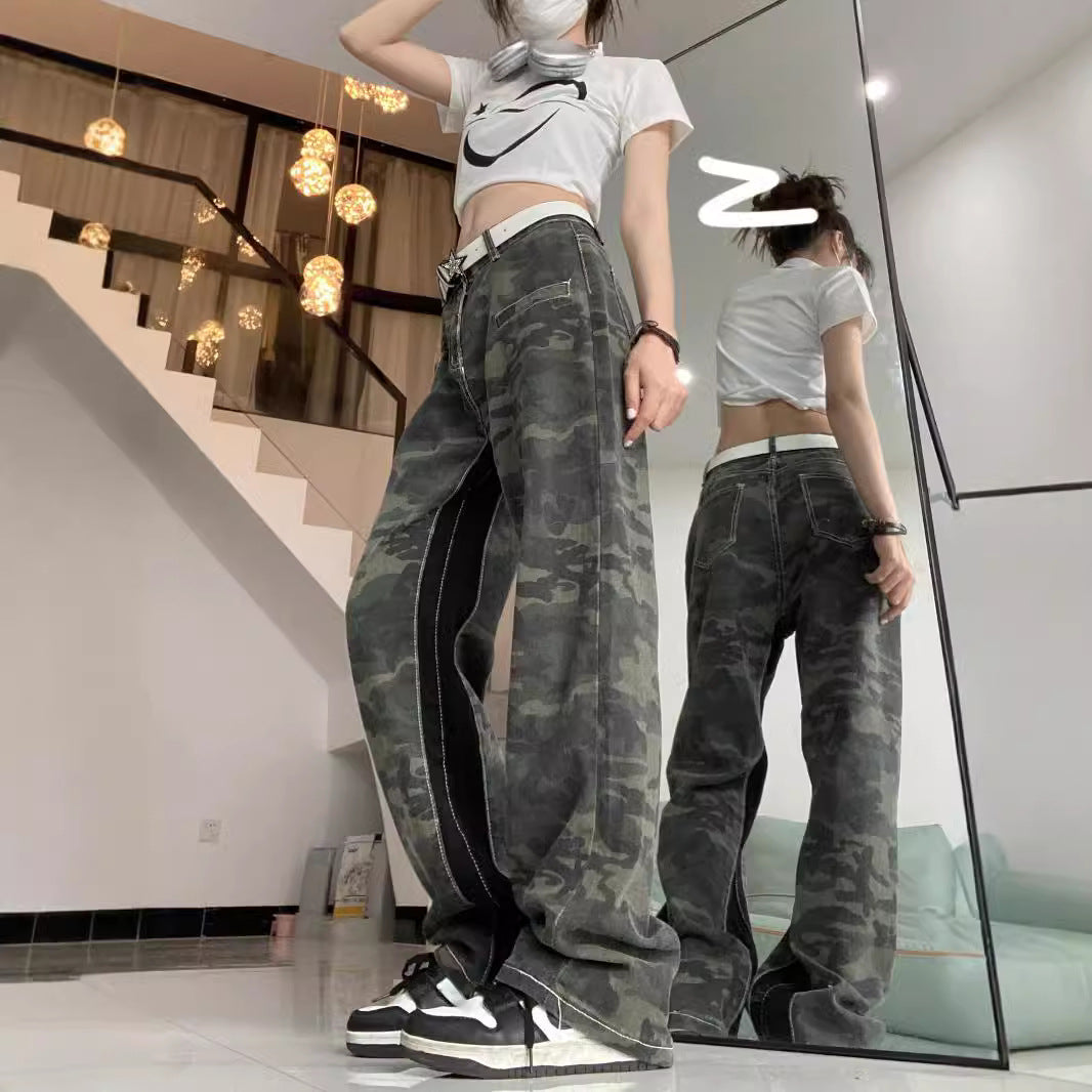 Damen Cargohose im modischen Camouflage-Design mit weiten Beinen und lässiger Passform EB