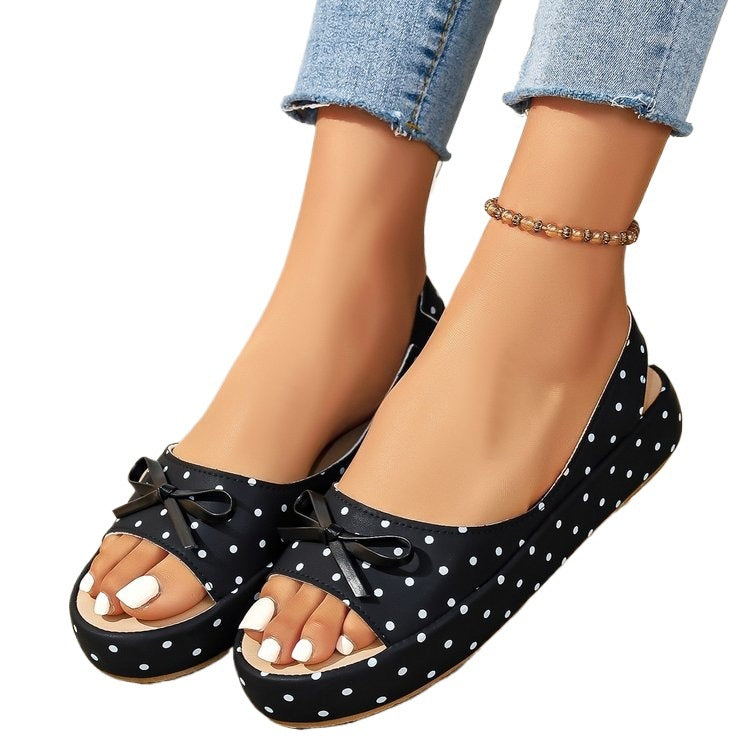 Damen Offene Ballerinas mit dekorativem Schleifendetail EB