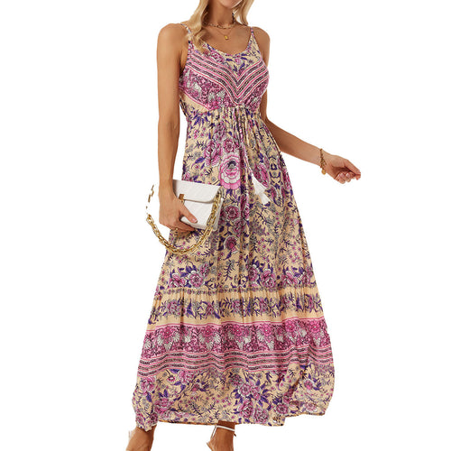 Damen Maxikleid mit floralem Druck und verstellbaren Trägern EB