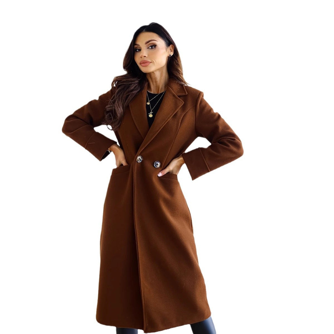 Damen Eleganter Wollmantel mit klassischem Revers und zeitlosem Design EB