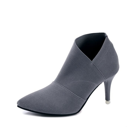 Damen elegante Ankle-Boots mit spitzem Zehenbereich und modischem Stretch-Obermaterial EB