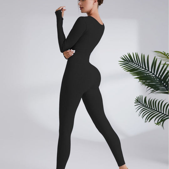 Damen Leggingsanzug mit elegantem Quadrat-Ausschnitt und figurbetonendem Schnitt EB