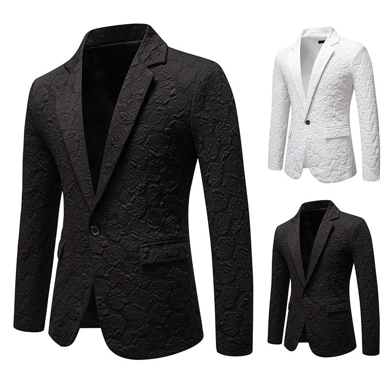 Herren nan strukturiertes Business-Sakko mit floraler Jacquardstruktur und Slim-Fit EB