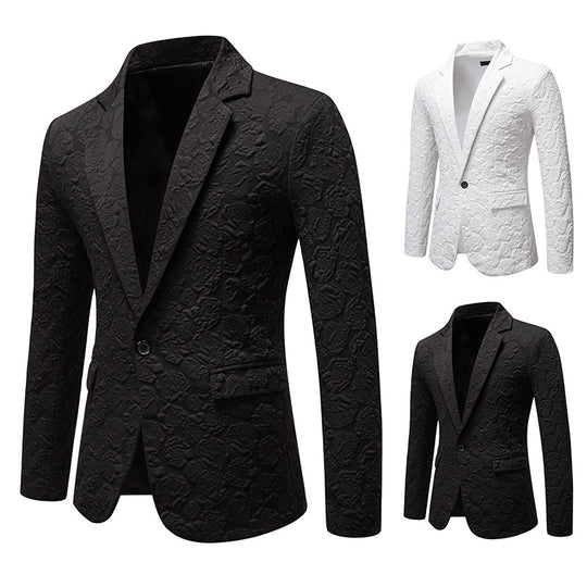 Herren nan strukturiertes Business-Sakko mit floraler Jacquardstruktur und Slim-Fit EB