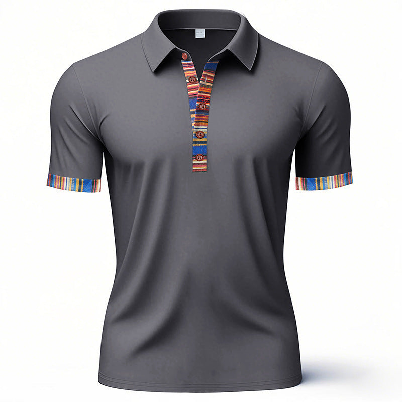 Herren Polo-Shirt mit buntem Kragen und strukturierter Optik EB