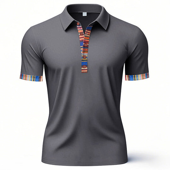 Herren Polo-Shirt mit buntem Kragen und strukturierter Optik EB