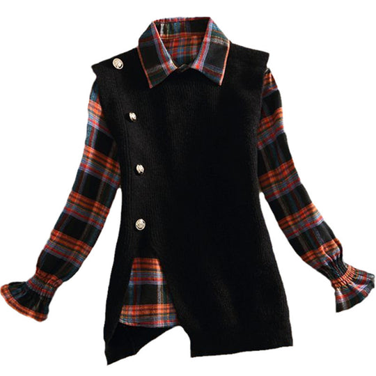 Damen Strickweste mit elegantem V-Ausschnitt und Knopfdetails EB