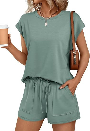 Damen bequemes Lounge-Set mit elastischem Bund und Taschen EB