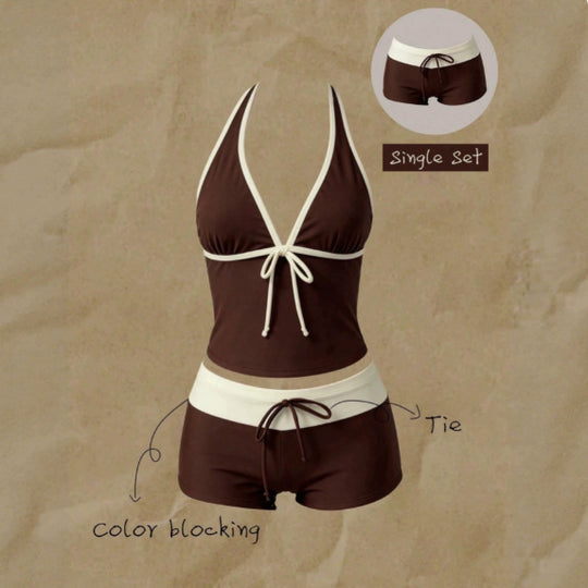 Damen Tankini mit modischem Punktmuster und verstellbarem Halter EB