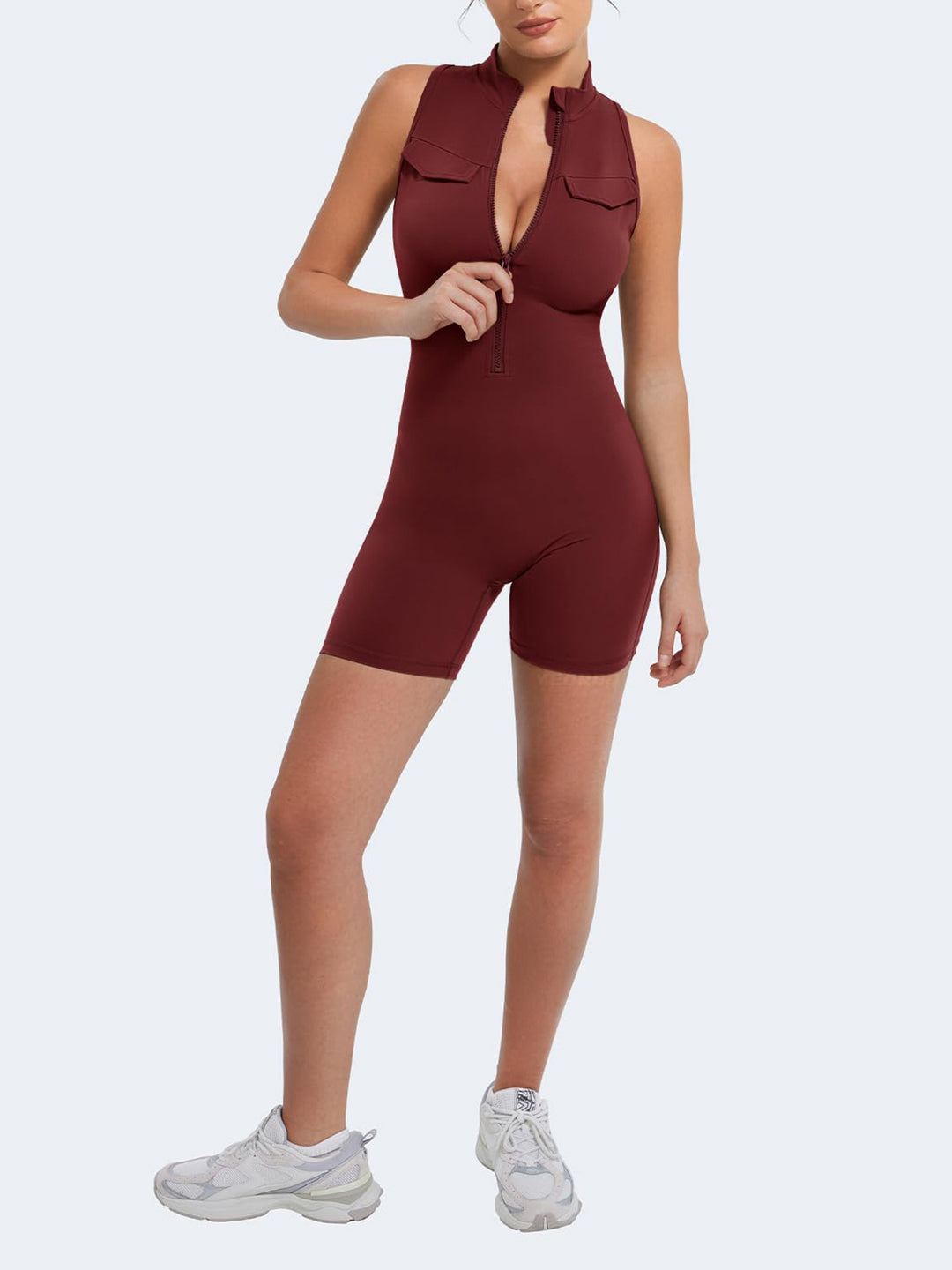 Damen Funktionaler Jumpsuit mit Stehkragen und Taschen EB