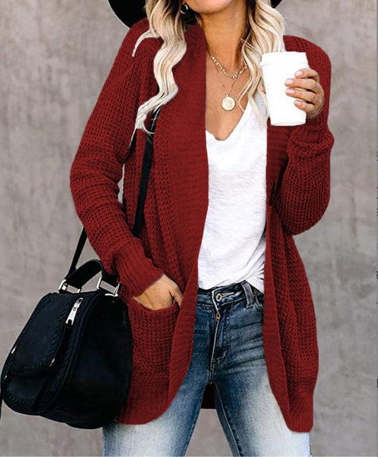 Damen Strickcardigan mit praktischen Taschen und luftiger Struktur EB