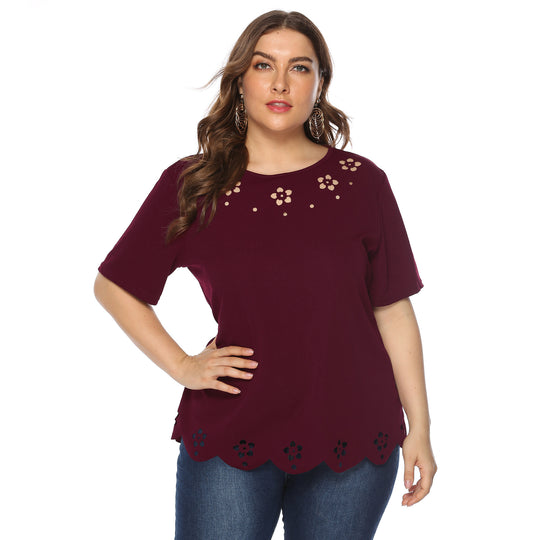Damen elegantes Oberteil mit dekorativen Blumenstickereien EB