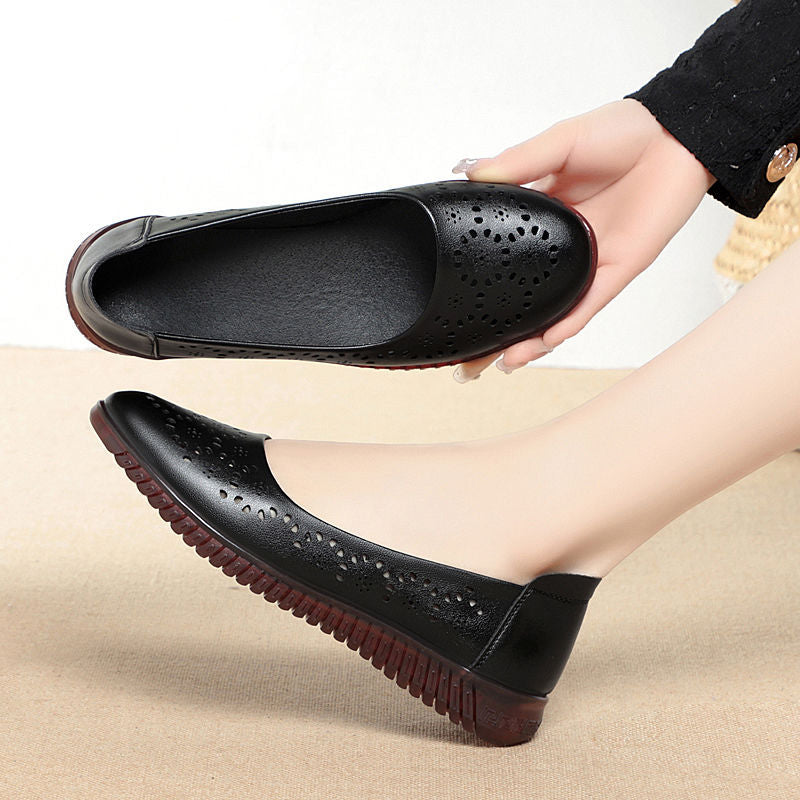 Damen Ballerinas mit atmungsaktiver Lochmusterung und flexiblem Sohlenkomfort EB