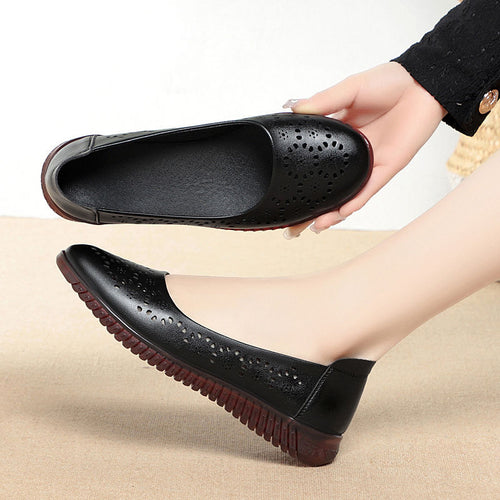 Damen Ballerinas mit atmungsaktiver Lochmusterung und flexiblem Sohlenkomfort EB