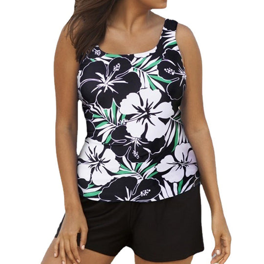 Damen Tankini-Set mit modischem Blumenmuster und bequemen Shorts EB