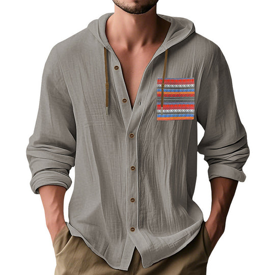 Herren Kapuzenshirt mit verspieltem Design und praktischer Knopfleiste EB