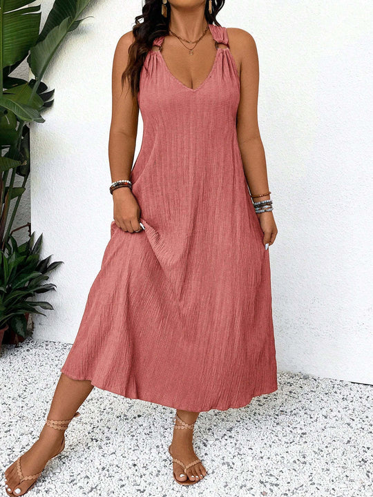 Damen Maxikleid mit schickem V-Ausschnitt und lässigen Trägern EB