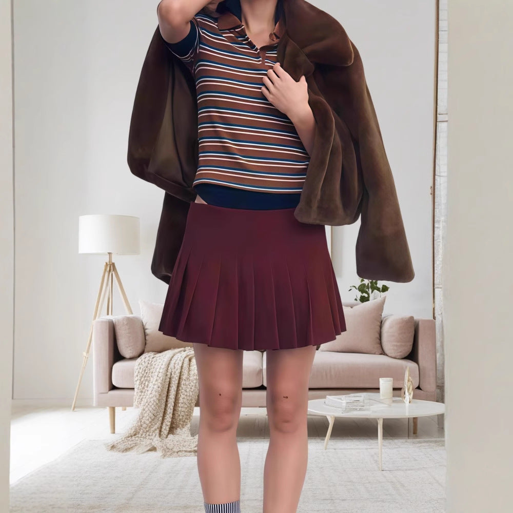 Damen Faltenrock mit hohem Bund und sportlichem Design EB