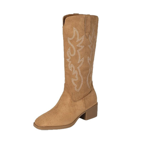 Damen Stiefel mit exquisiten Stickereien und komfortablem Absatz EB