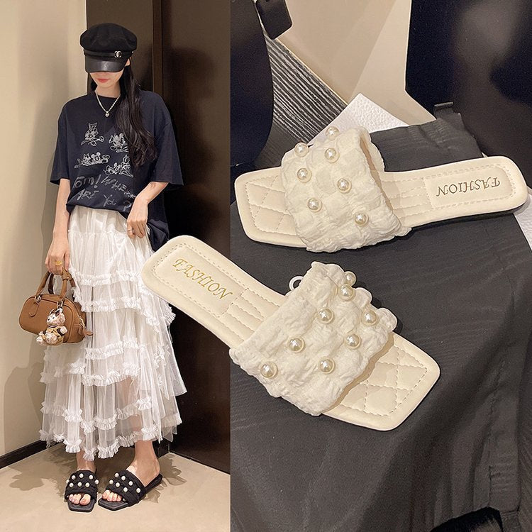 Damen Sandalen mit eleganten Perlenakzenten EB