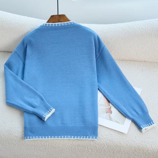 Damen Gemütlicher Sweatpullover mit Schleifenmotiv und bequemen Ärmeln EB