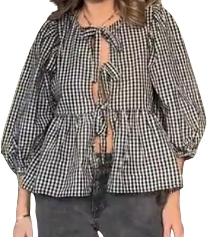 Damen Bluse mit voluminösen Ärmeln und modischem Leopardenmuster EB