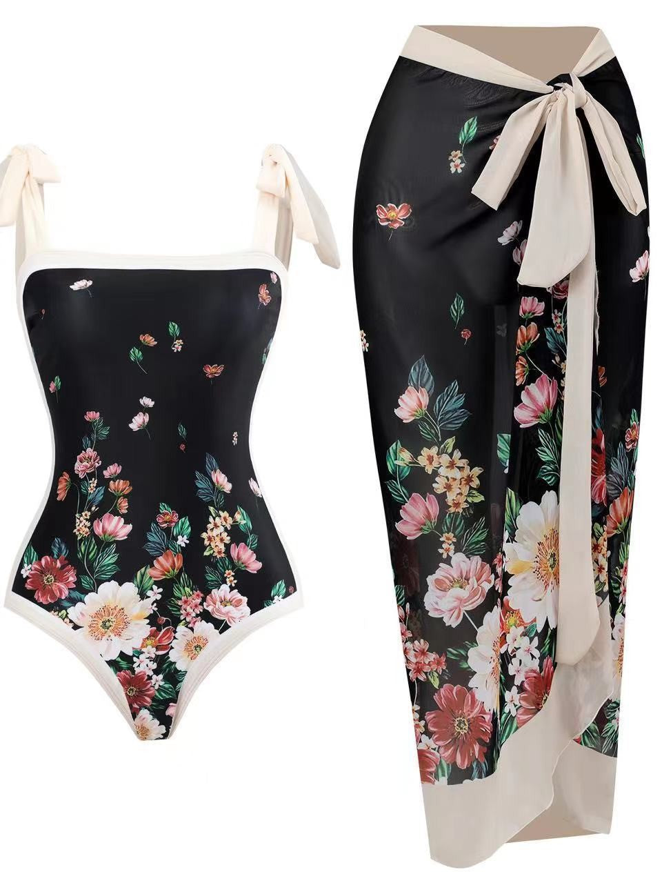 Damen Einteiler Badeanzug mit asymmetrischem Schnitt und eleganter Palazzo-Hose EB