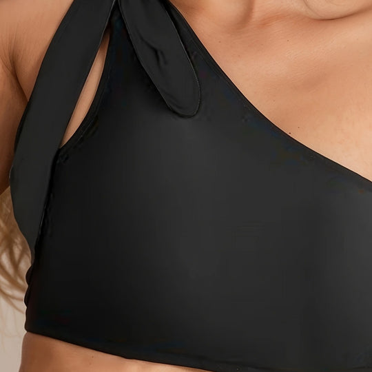 Damen Hochtailliertes Bikini-Set mit asymmetrischem Oberteil EB