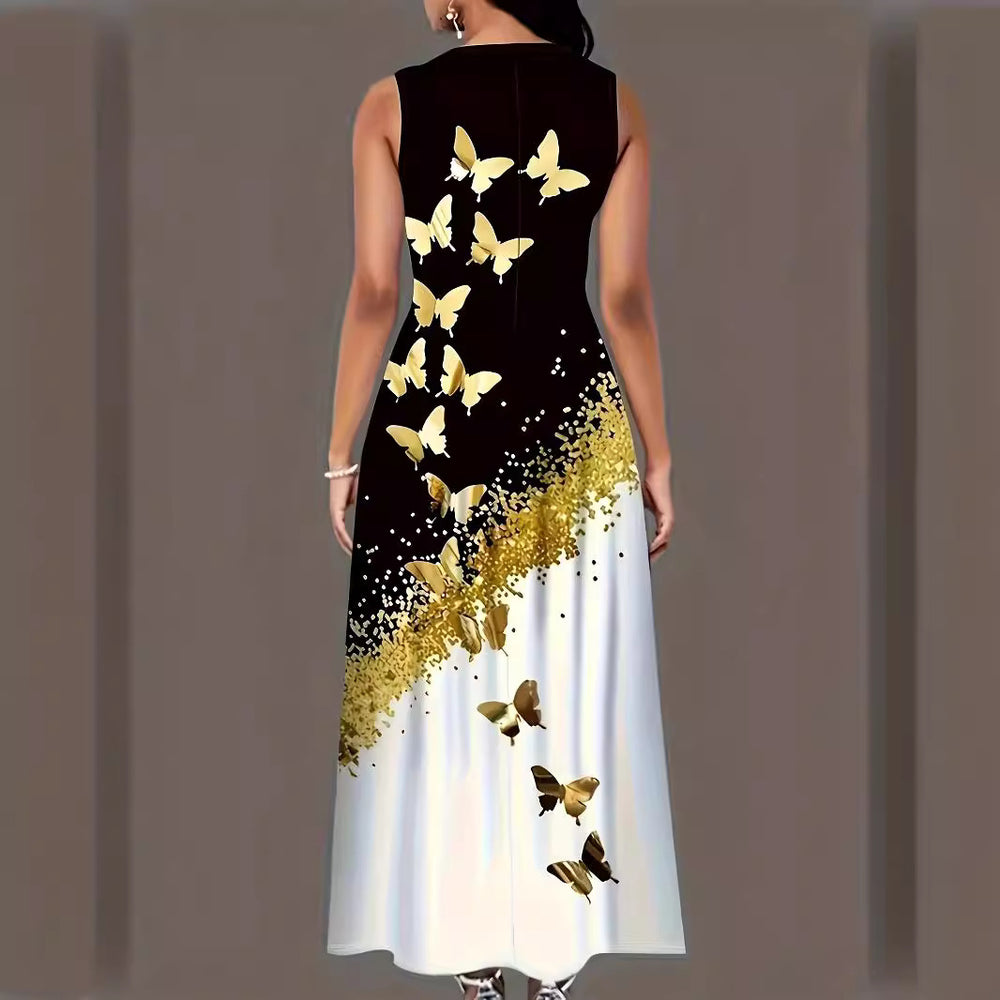 Damen Maxikleid mit floralem Motiv und praktischen Taschen EB