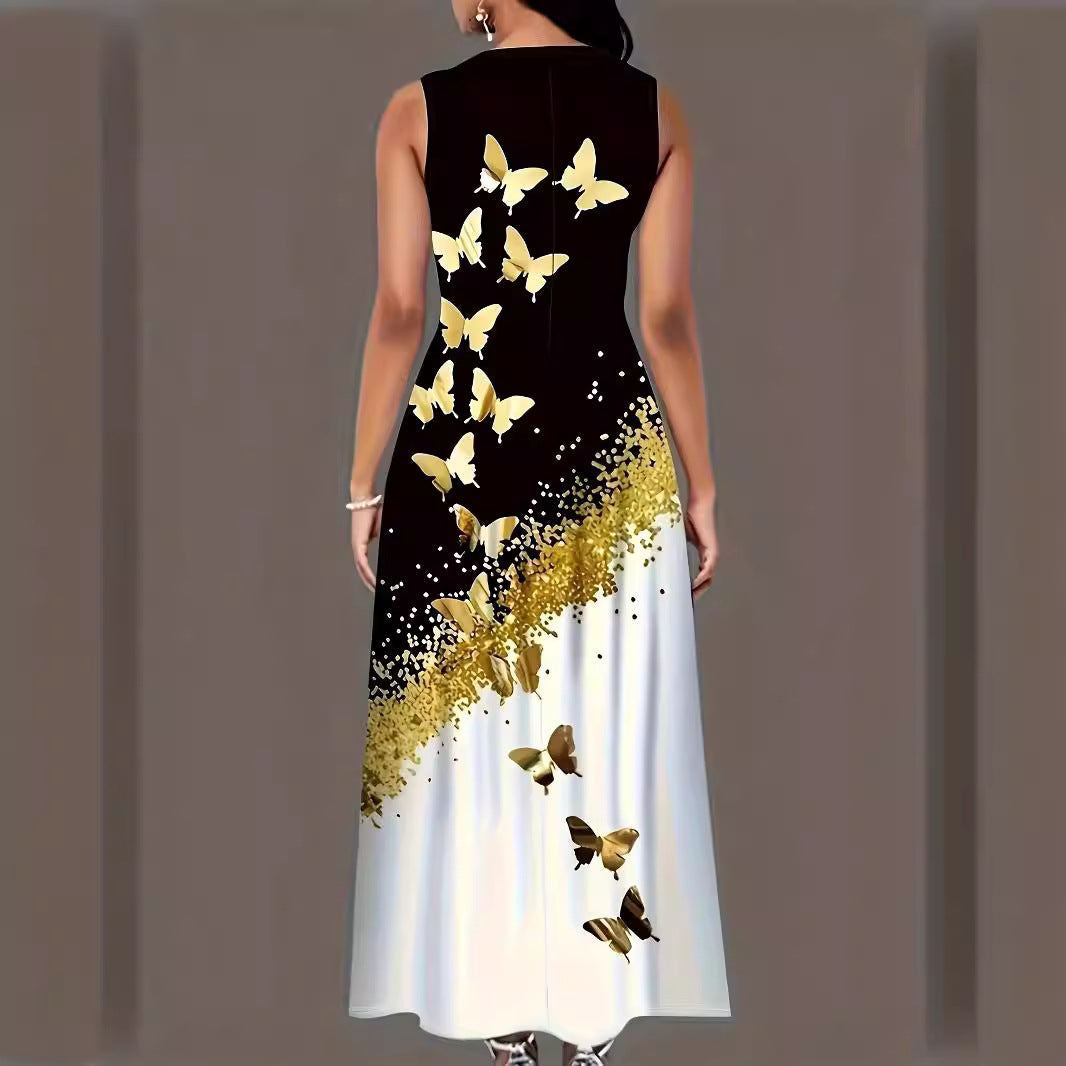Damen Maxikleid mit floralem Motiv und praktischen Taschen EB