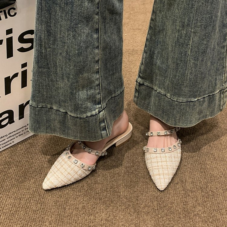 Damen elegante Mules mit funkelnden Strassdetails EB