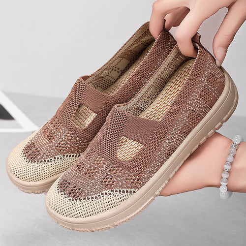 Damen Komfortable Slip-On Freizeitschuhe mit luftiger Netzstruktur EB