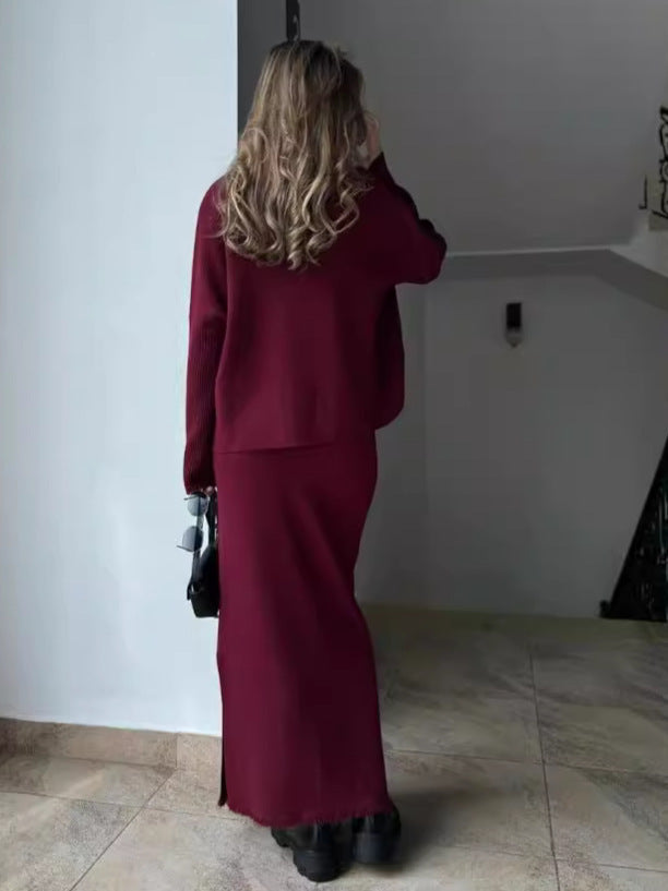 Damen Elegant gestricktes Maxikleid mit lässigem Schnitt EB