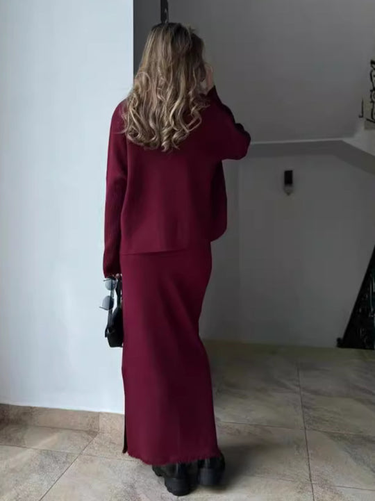Damen Elegant gestricktes Maxikleid mit lässigem Schnitt EB