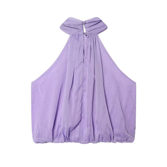 Damen ärmelloses Haltertop mit eleganter Raffung und modischem Schlüssellochausschnitt EB