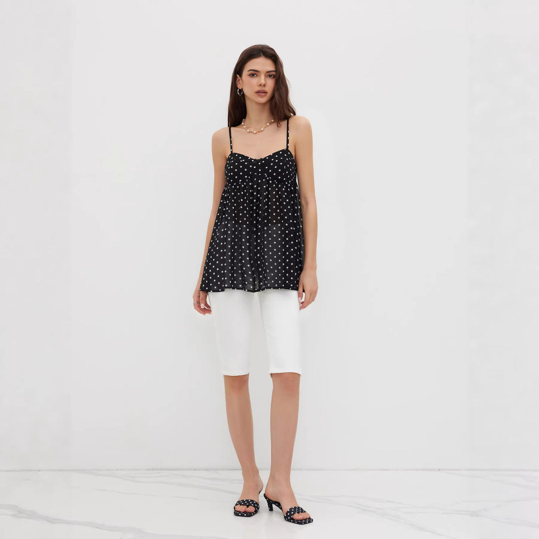 Damen Verspielt transparentes Spaghettiträgershirt mit Leopardenmuster EB