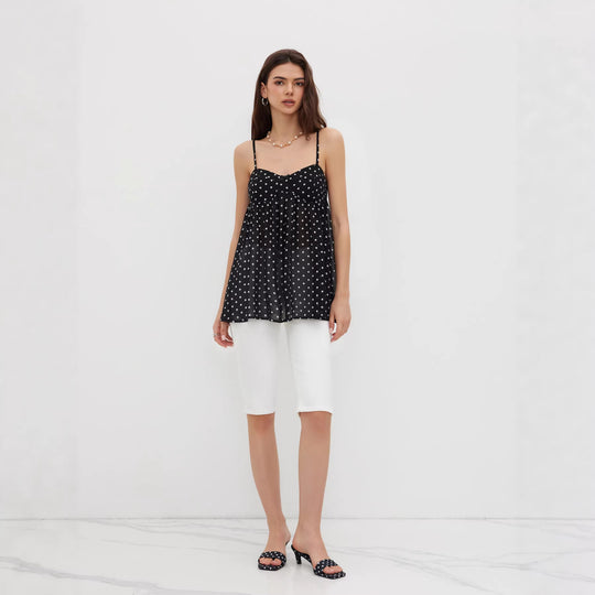 Damen Verspielt transparentes Spaghettiträgershirt mit Leopardenmuster EB
