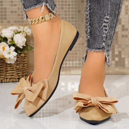 Damen Ballerinas mit großem Schleifendetail EB