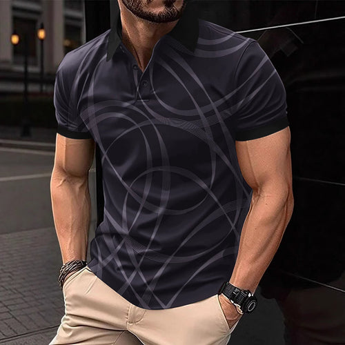 Herren Poloshirt mit modernem grafischen Muster und atmungsaktiven Eigenschaften EB
