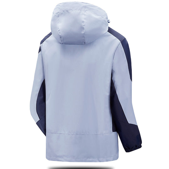 Herren Wind- und Wasserabweisende Trekkingjacke mit verstellbarer Kapuze und Brustreißverschluss EB
