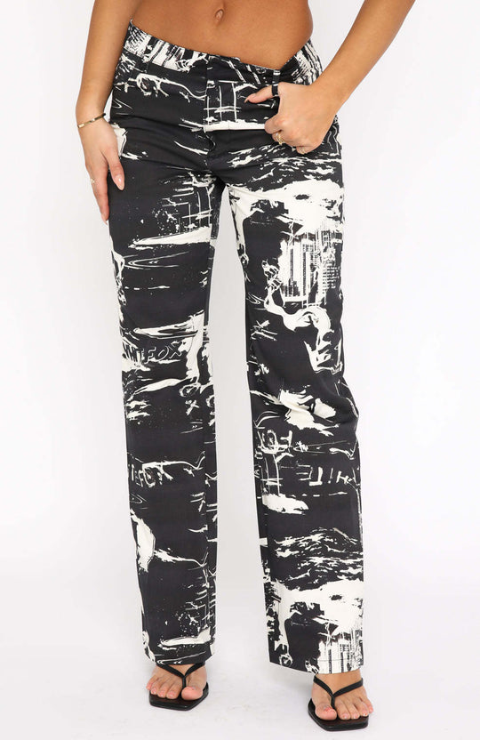 Damen lässige Cargo-Hose mit frischem botanischem Print EB