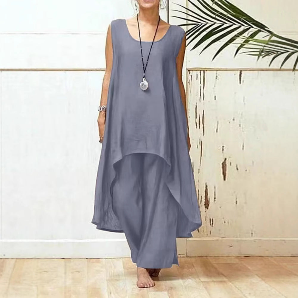 Damen Fließendes Tunika Maxi Overall EB