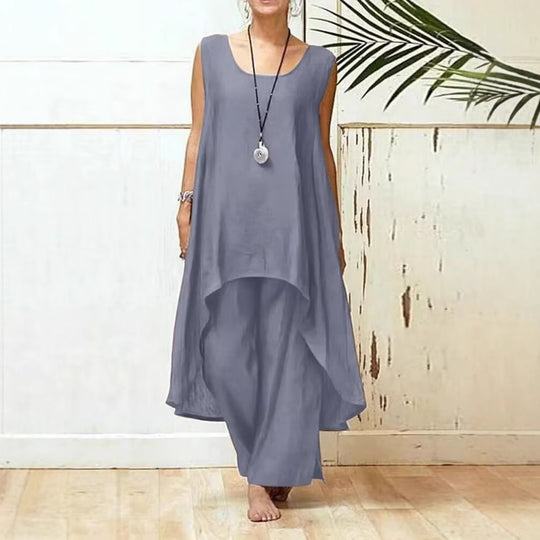 Damen Fließendes Tunika Maxi Overall EB